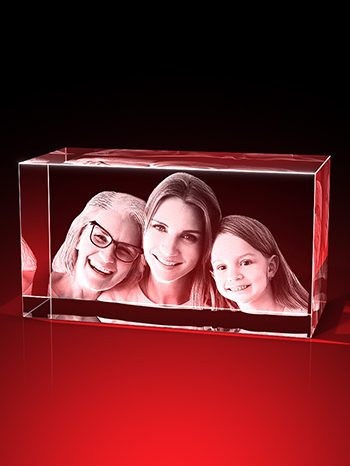 3D-Porträt vom Foto – 1 Person – Quader 130 x 70 x 60 mm – GLASFOTO.COM